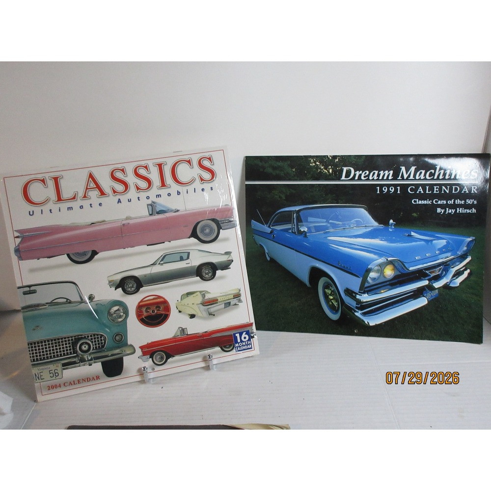 Vintage Classic Car Calendar Lot 2004 Classics Sealed & 1991 Dream Machines